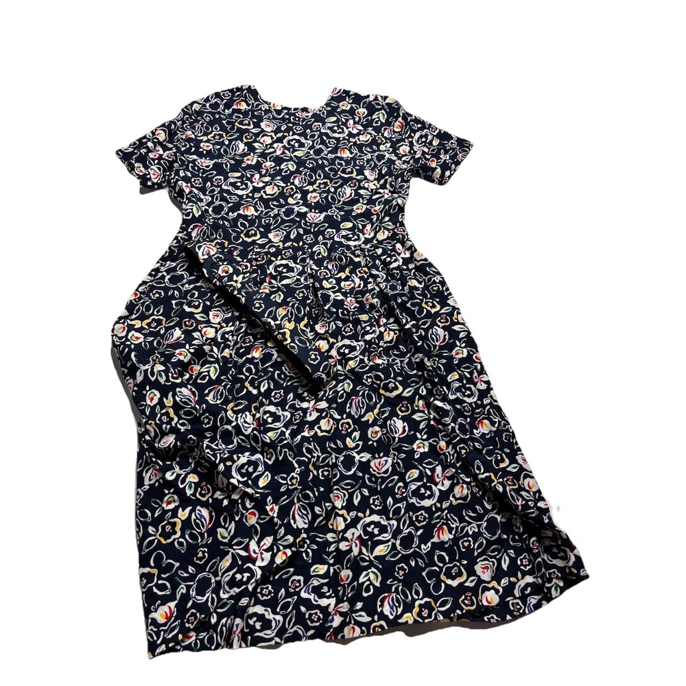 VTG 90s 80s Talbots Womens 10 Funky Floral Belted Midi Short Sleeve Dress Career